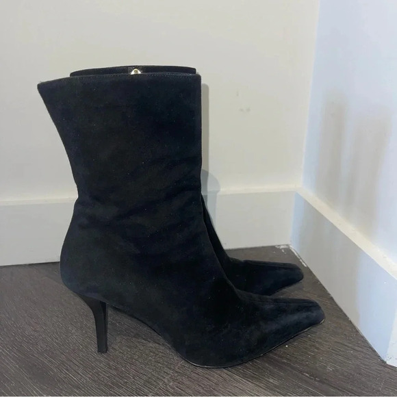 Gucci Black Suede Square Pointed Toe Heel Boots Witchy Grunge Dark Romantic Sz 9 - Picture 2 of 15